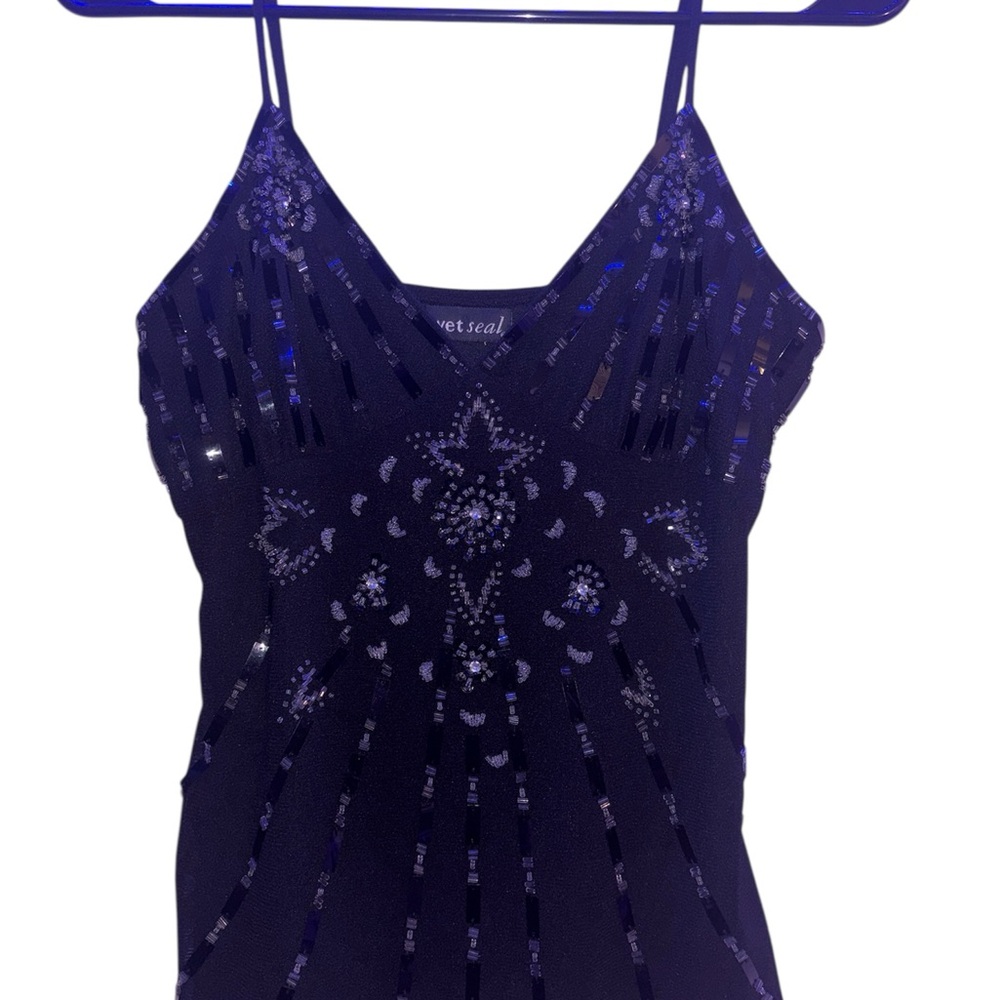 Wet Seal Women's Black Sequin Top